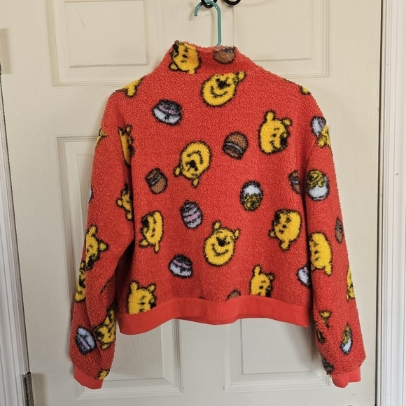 NWOT Disney Pooh Bear Honey Pot Half-Zipper Teddy Cropped Sweater - Picture 7 of 7